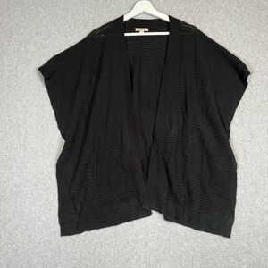 Loft Women's Size XS/S Black Oversized Fit Knit Sleeveless Cardigan Sweater